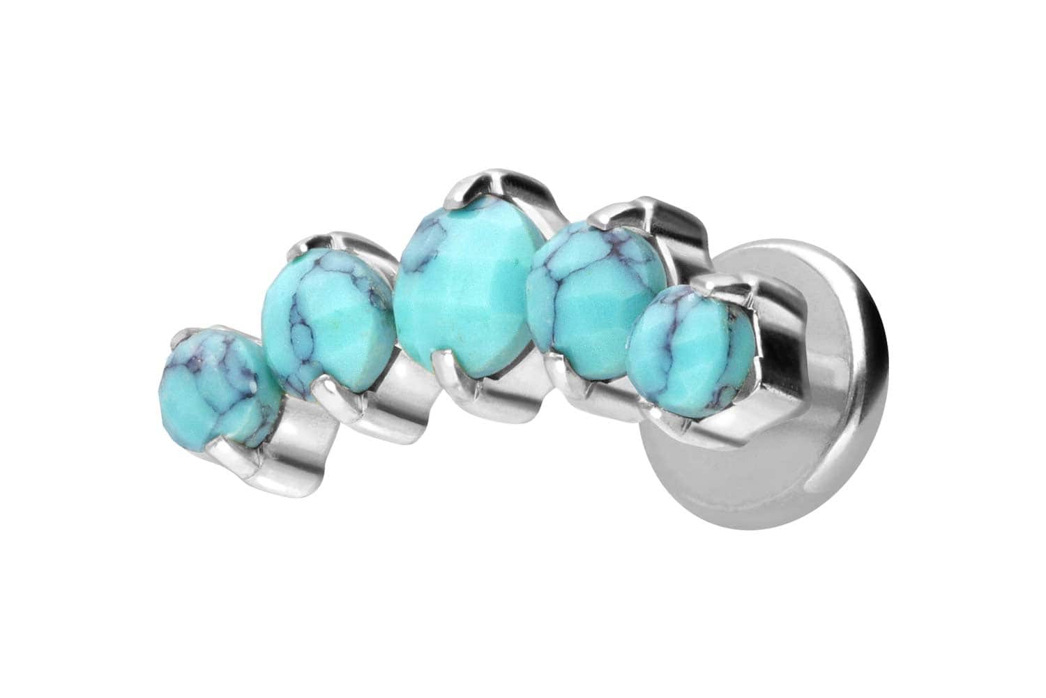 Titan Labret Piercing mit Innengewinde 5 SYNTHETISCHE TÜRKISE